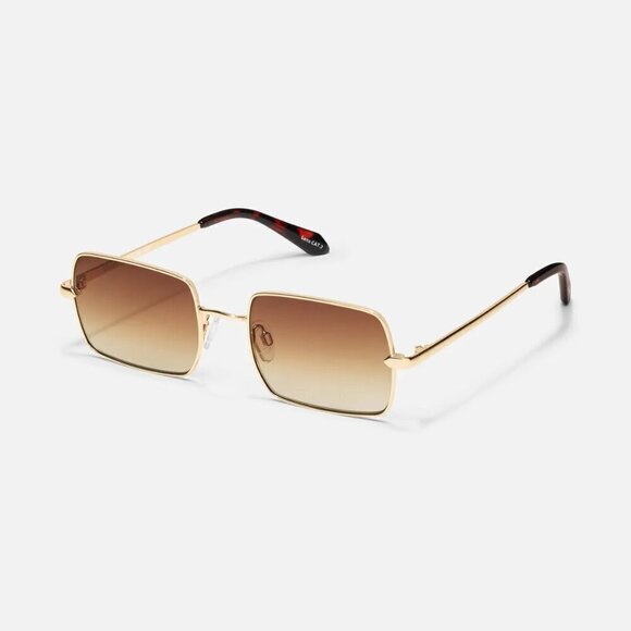 New Quay TTYL Golden/Brown Square Frame Unisex Sunglasses main image 5